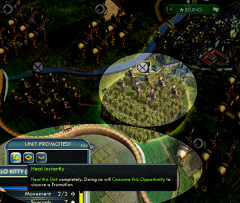 Image of a spearman using the heal ability after promotion.